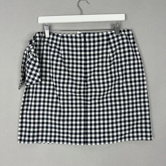 Loft Womens Skirt 8 Black Gingham Layered Wrap Cottagecore Retro Preppy Boho - Picture 7 of 10